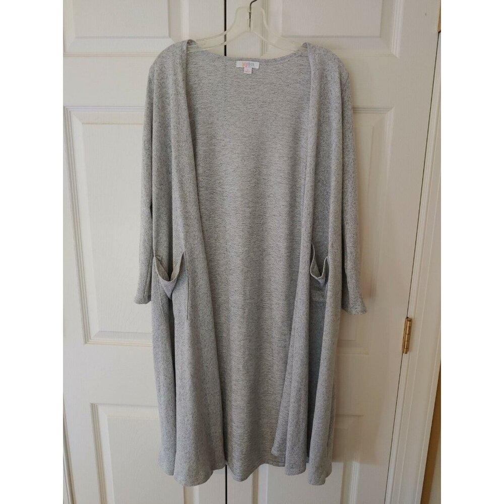 Women Lularoe Sarah Heathered Gray Open Front Duster Size S